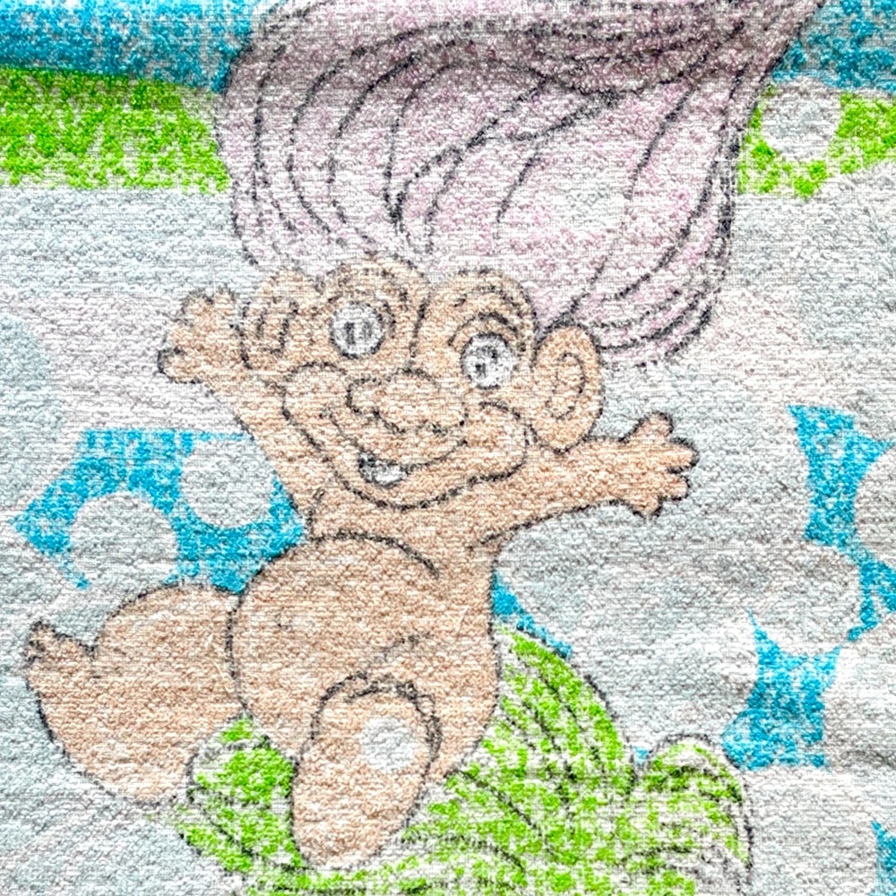 Rare Baby TROLL Beach Towel 1980s Retro Eighties Towel